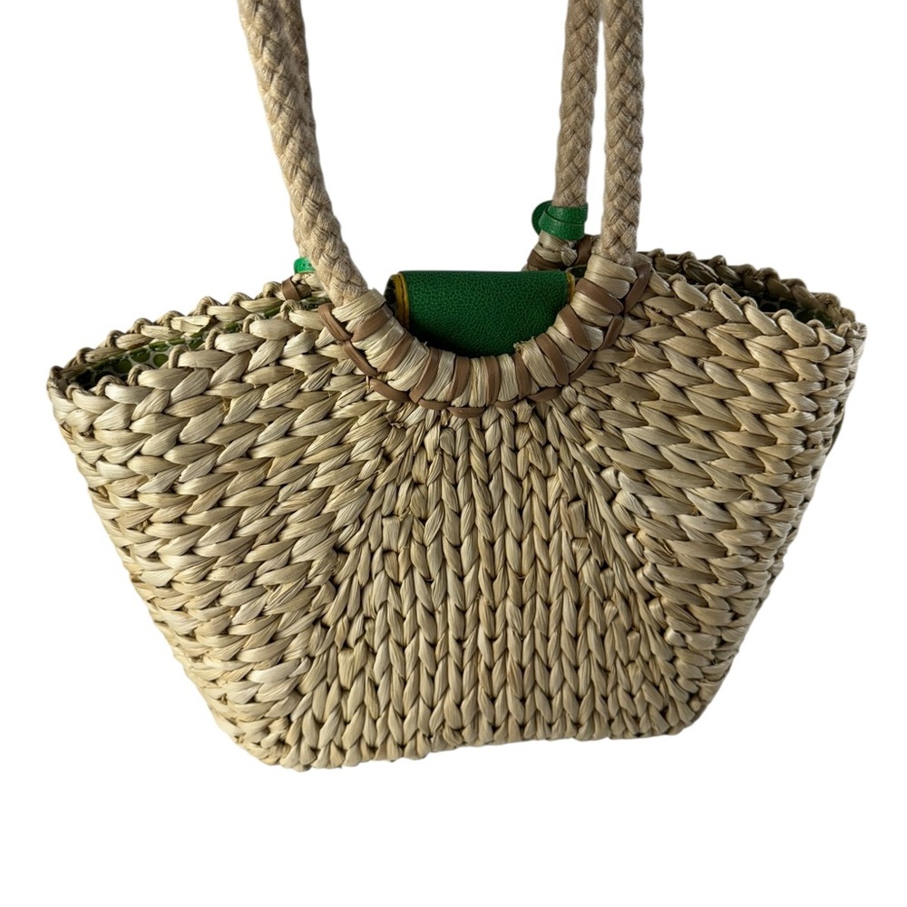BRIGHTON STRAW & LEATHER FLOWER LEAVES purse - Picture 5 of 13